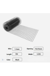 Galvanized Wire Mesh Fencing DELIVERED 1.2m x 5m - 15mm x 15mm Squares BLACK 15x15mm