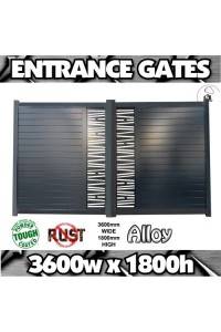 Entrance Gate Set 3600 x 1800mm for Driveways Home Modern Style - CM05 Gloss Black