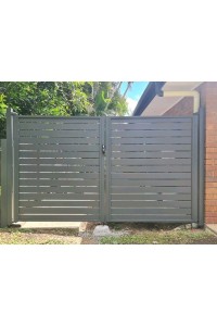 Double Swing Gates - CUSTOM Width and Height  - 8 Colour Slats SQM - Ready in 2 working Days