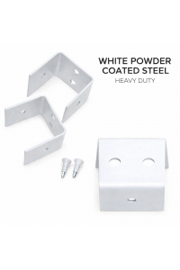 White 40x40mm Saddle Bracket - 12-Pack Used for FRONT FACING 40mm rails on Batten Fences