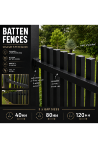 BLack Satin BATTEN Fences- Custom Cut 48 hours - See Description