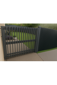 Blade Gates in Monument Dark Grey Contemporary High End Look Custom Sizes