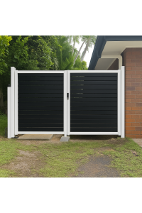 Double Swing Gates - CUSTOM Width and Height  - 8 Colour Slats SQM - Ready in 2 working Days