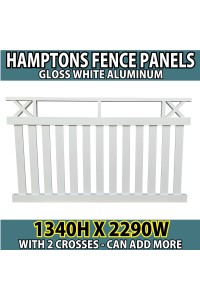 Hamptons PREMADE Fence Panels with CROSSES 2290x1340mm WHITE - Home