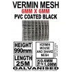 Galvanized Wire Vermin Mesh PICKUP Fencing 990mm x 25m - 6mm x 6mm Squares BLACK