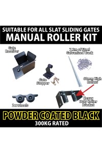 Slat Sliding Gate Roller Kit - Black and 7m Track