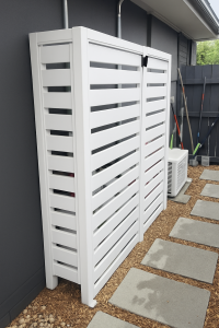 Solar Battery Covers - Slatted - White Aluminum - Roof & Door Options - See SQM Guide