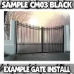 Entrance Gate Set 3600 x 1800mm for Driveways Home Modern Style - CM05 Gloss Black