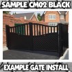 Entrance Gate Set 3600 x 1800mm for Driveways Home Modern Style - CM05 Gloss Black
