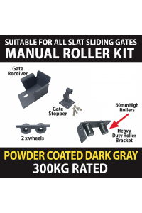 Slat Sliding Gate Roller Kit - Dark grey and 7m Track
