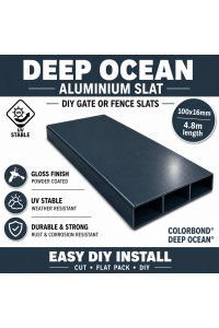 Slats in Deep Ocean -100x16mm - 4.8m long Slat - Bulk item & Uncut
