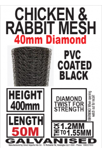 Chicken Rabbit Mesh DELIVERED 50m Roll 400h Galvanized coated black Wire Mesh 