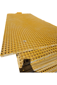FRP Walkway Grating Anti Slip Resin Fiberglass 2440mm x 1220mm 30x30 Yellow Grit