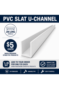 PVC Slat Slat U-Channel White – 2000mm Long
