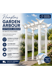 Entrance Arbour *DELIVERED* in White Polymer – Hamptons Look – Garden Arbor PVC
