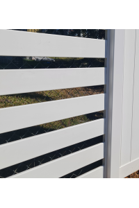 Horizontal White PVC Polymer Slat Fence
