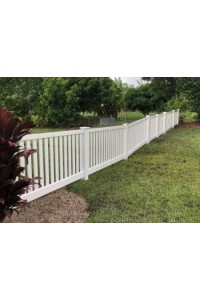White PVC Polymer Slat Fence - Vertical Slats